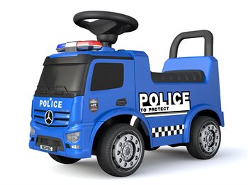  Mercedes Antos police truck with sirens and emergency lights.
