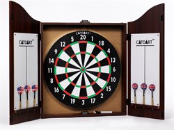 Dart in  nice wooden cabinet incl. 6 darts.