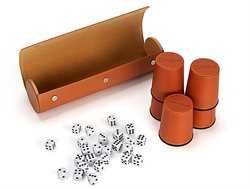  Stanlord synthetic leather dice cup set of 5 with case incl. 25 dice, brown